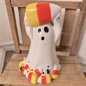 Halloween Ghost Figurine with Candy Corn Accents